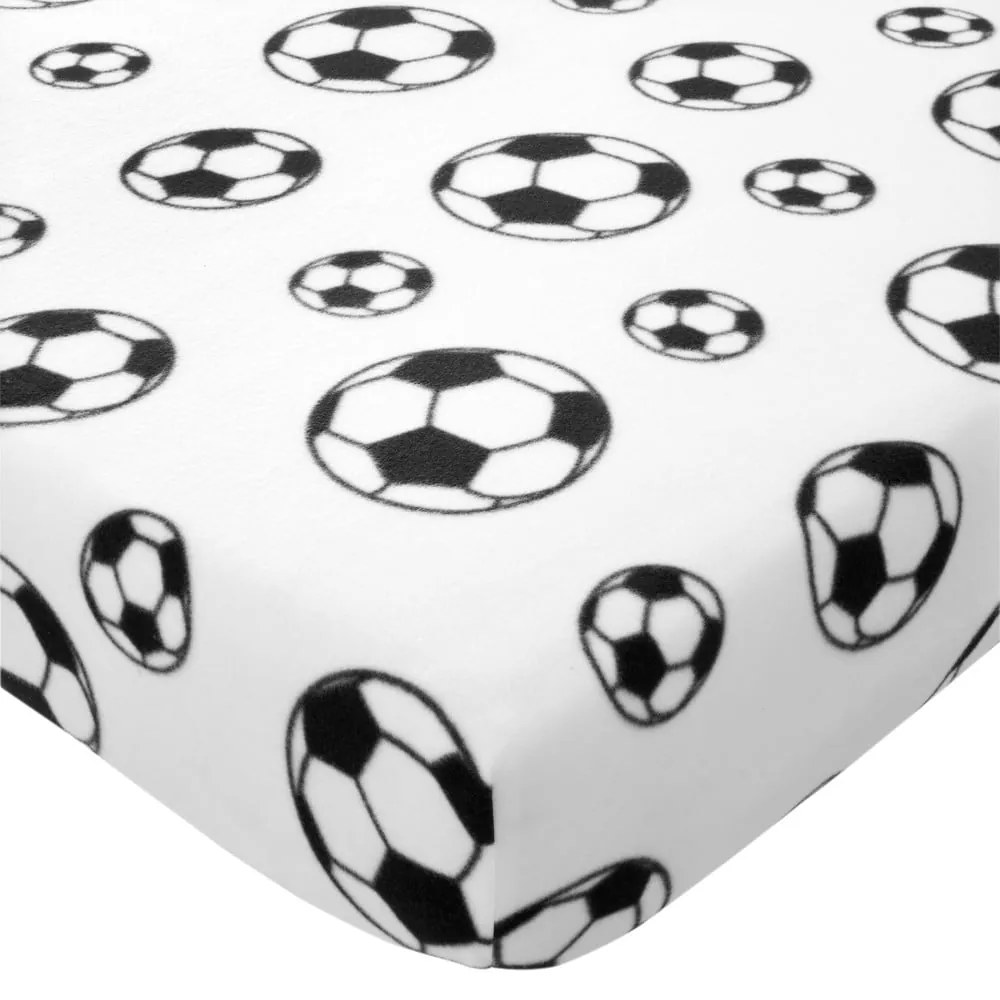 Fehér gumis egyszemélyes fleece gyerek lepedő 90x190 cm Football – Catherine Lansfield