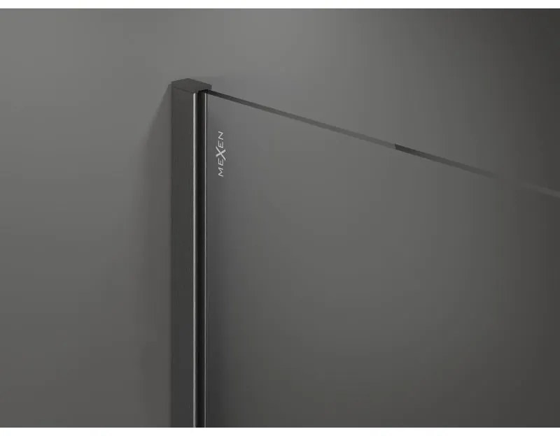 Mexen Kioto+, Walk-In zuhany paraván polccal és akasztóval 80 x 200 cm, 8 mm-es üveg bordás mintával, grafit profil, 800-080-121-66-09
