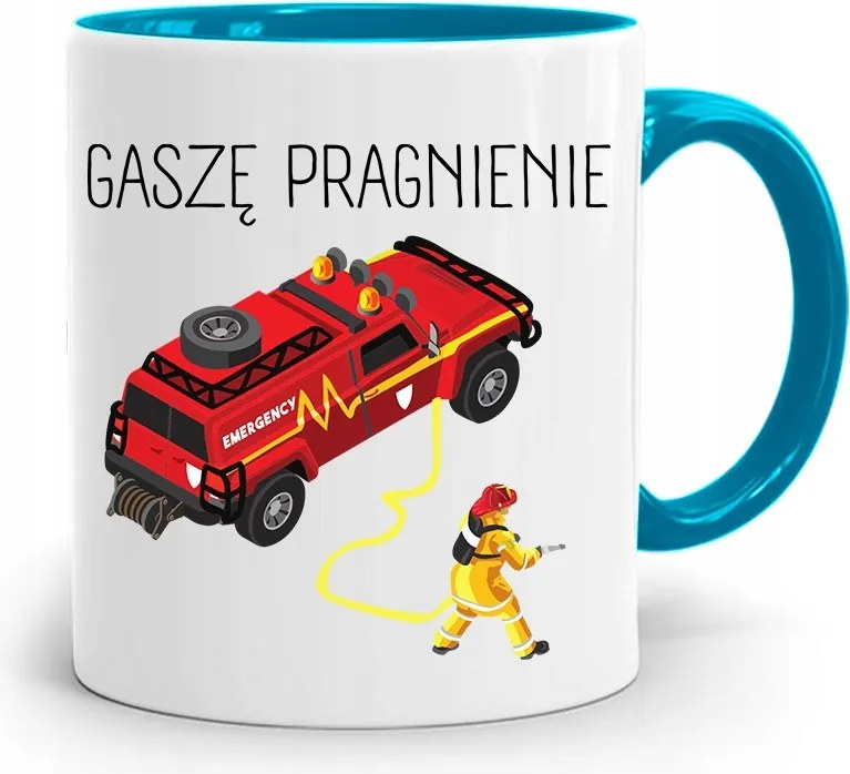 Kék Bögre Tűzoltónak Oltó Szomjúság fényképes nyomtatással