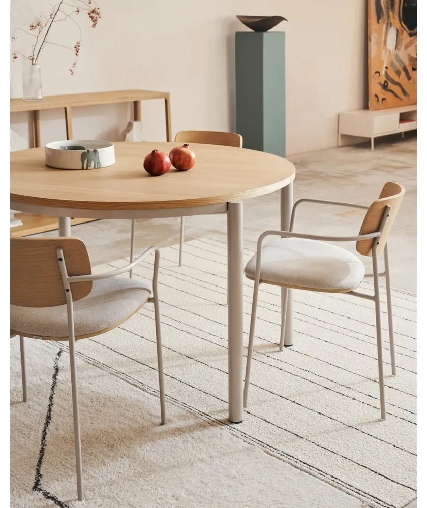 Natúr színű kerek bővíthető étkezőasztal tölgyfa dekoros asztallappal ø 90 cm Montuiri – Kave Home