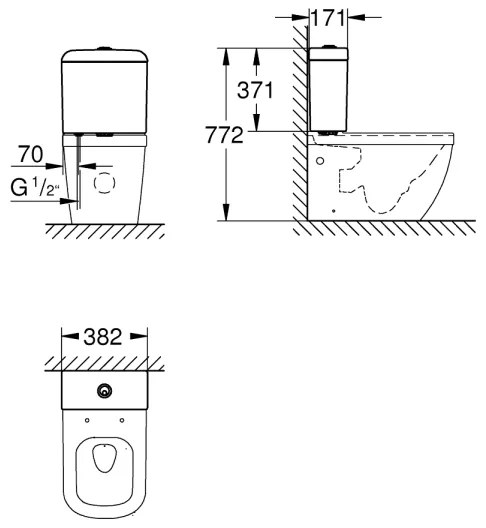 GROHE 39332000 - Öblítőtartály EURO CERAMIC 385 × 170 × 370 mm kerámia/fehér