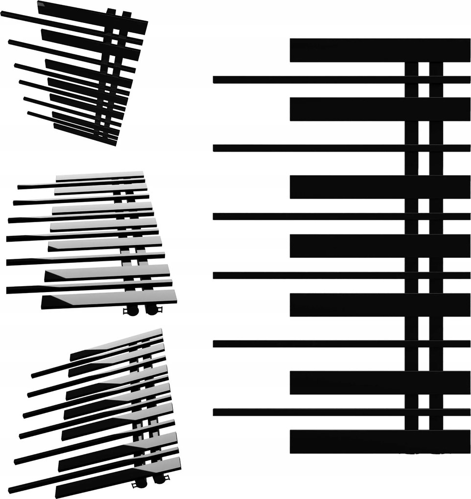 Fürdőszobai radiátor Zongora 870x570 Fekete Fényes Jobbos