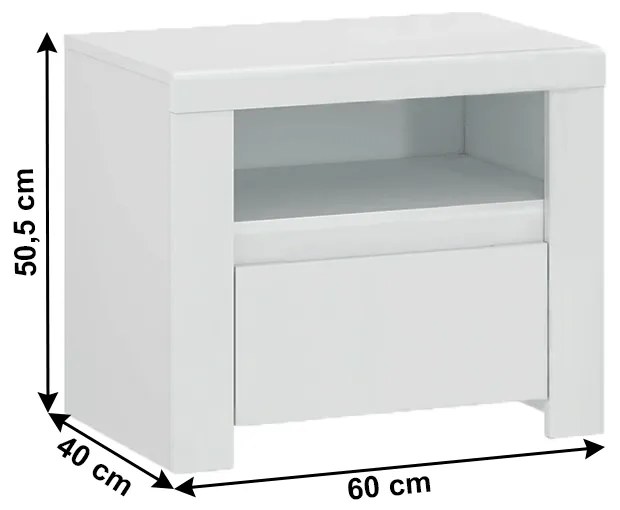 Éjjeliszekrény Lafer 1S (fehér). 1034100