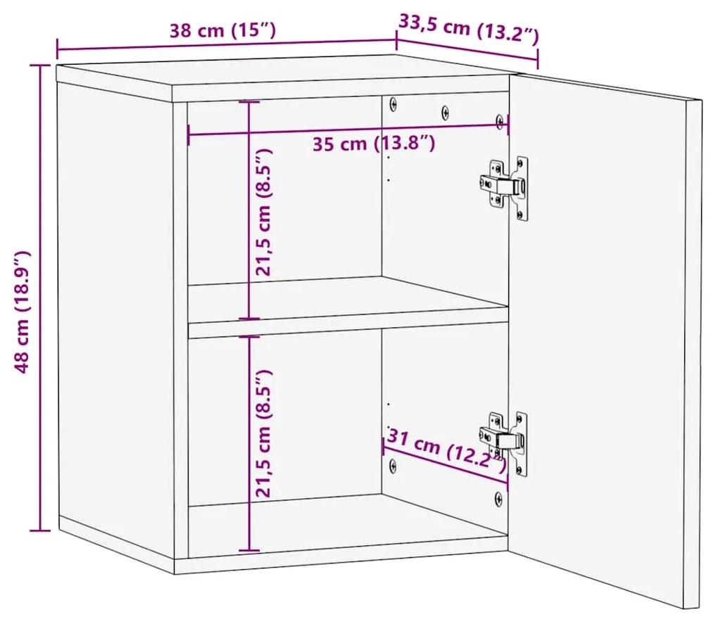 vidaXL Bathroom Hanging Cabinet 38x33,5x48 cm