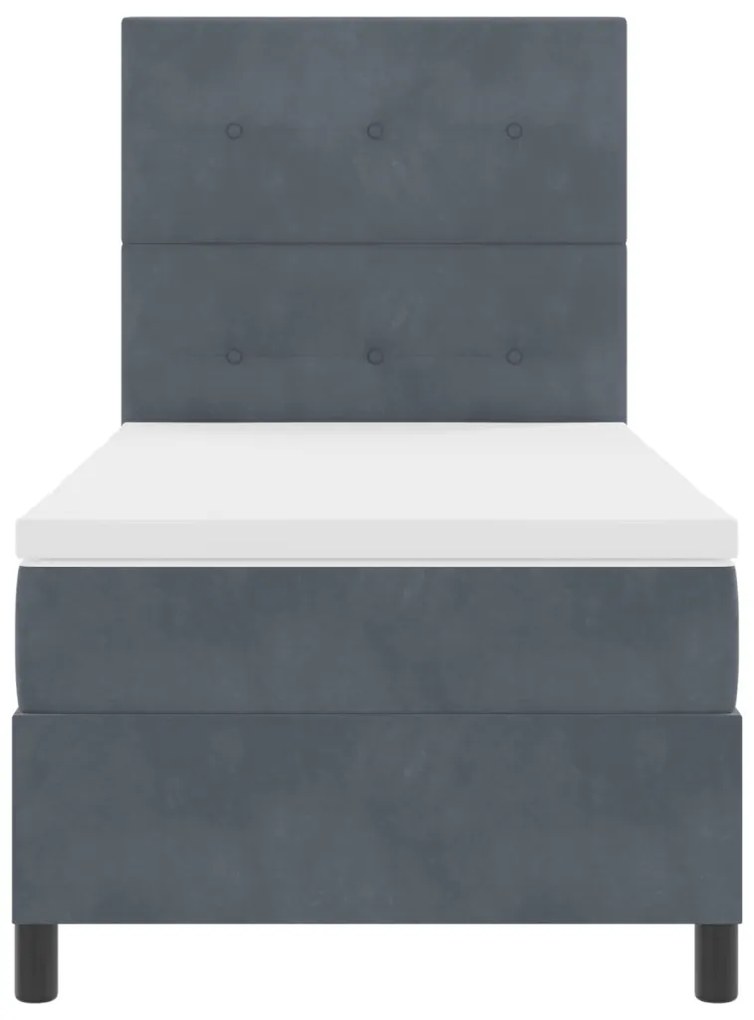 Boxspring Ágy Matrac Közép Szürke 100x200 cm Bársony