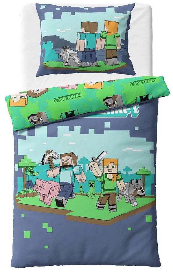 Gyermek ágynemű Minecraft Up to Battle , 140 x 200cm, 70 x 90 cm, 70 x 90 cm