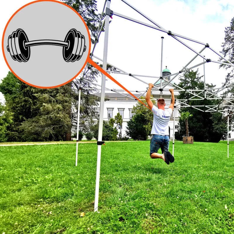 Párty sátor 3x6m Keresztvázas (3 fal) - Acél szerkezet és ponyva 320g/m² - plusz 3 oldalfal - Piros