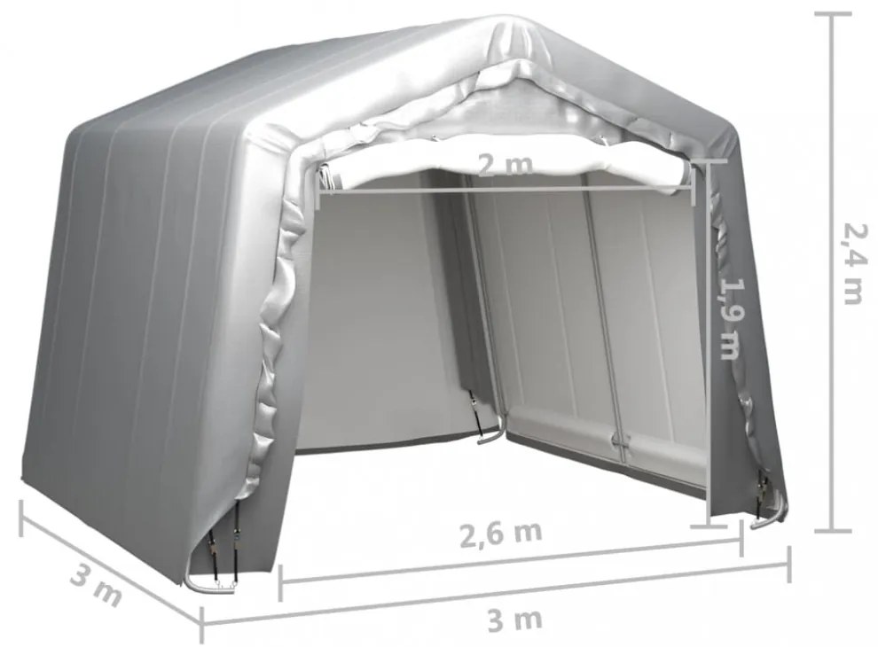 szürke acél tárolósátor 300 x 300 cm