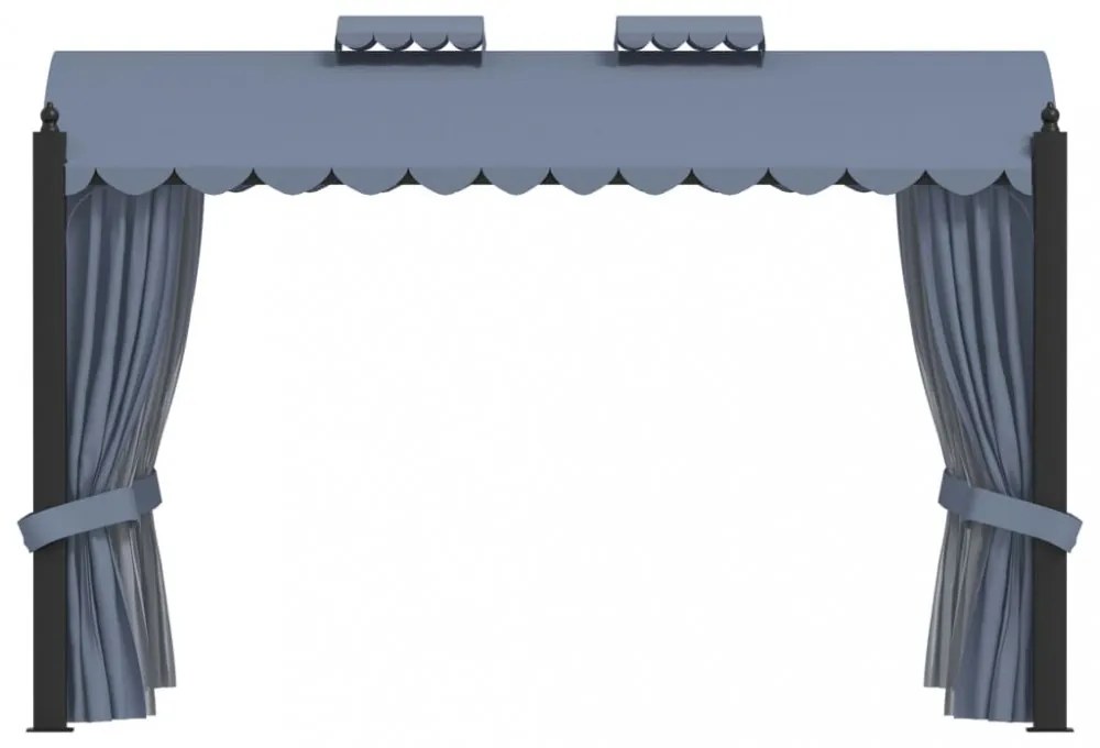antracitszürke acélpavilon függönyökkel 3 x 4 m