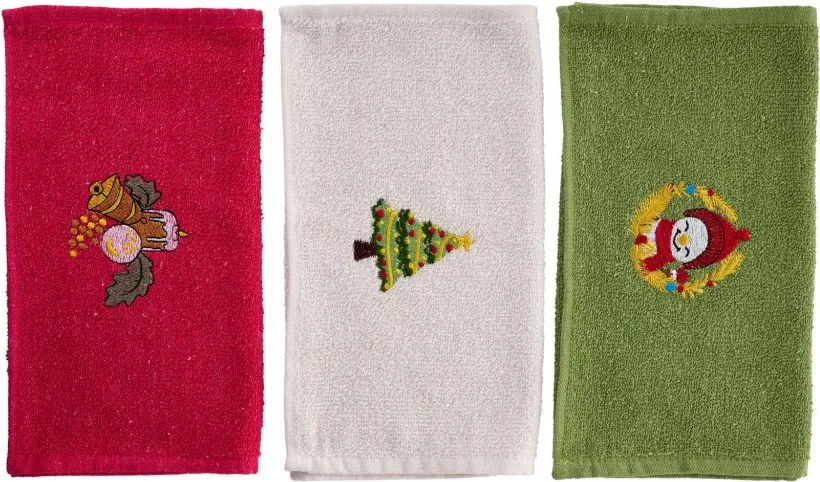 Xmas 3 részes pamut kéztörlő szett 30 × 50 cm
