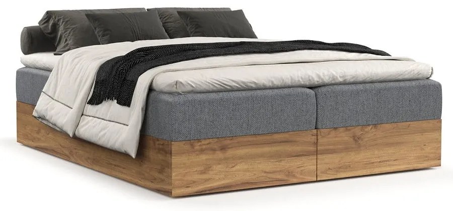 Szürke-natúr színű ágyneműtartós boxspring ágy 160x200 cm Faro – Maison de Rêve