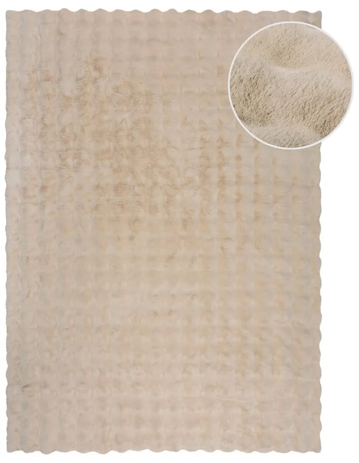 Krémszínű szintetikus szőrme szőnyeg 120x170 cm Waffle Faux Fur – Flair Rugs