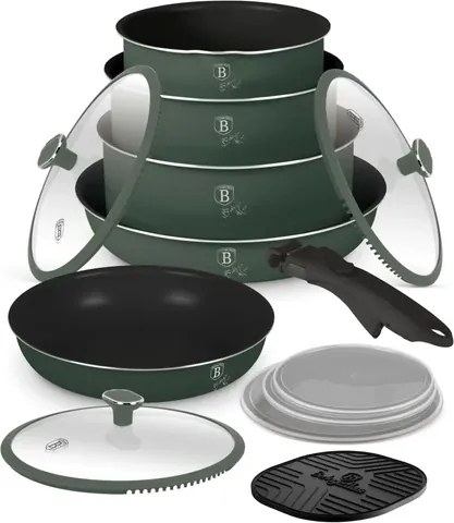 BerlingerHaus 13 részes edénykészlet Matte Green Collection(BH/8423)