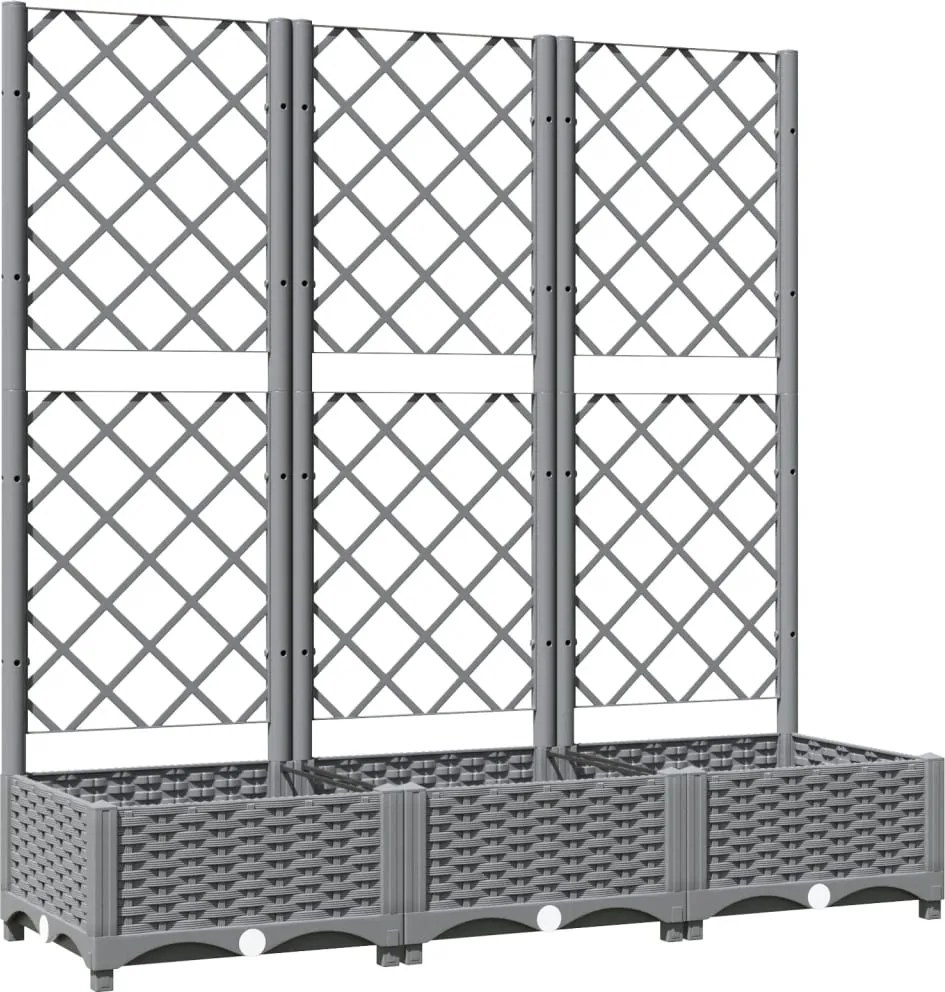vidaXL világosszürke PP rácsos kerti ültetőláda 120 x 40 x 121,5 cm