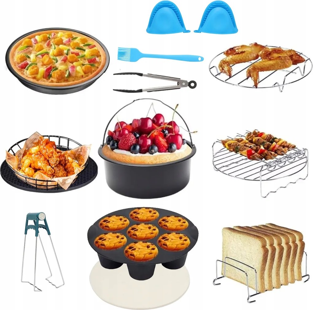 13 Darabos Akcesoria 8” Készlet Mozano Air Fryer Olajsütőhöz