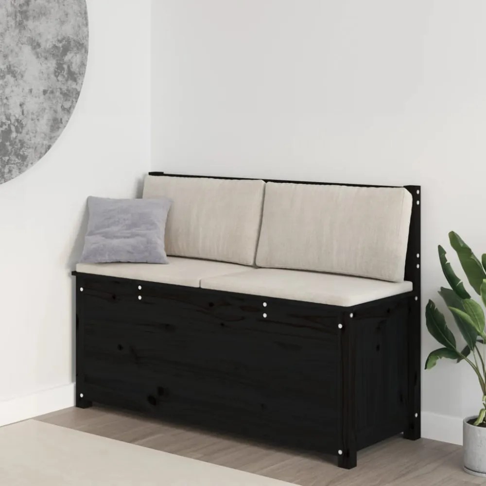 fekete tömör fenyőfa pad 110 x 41 x 76,5 cm