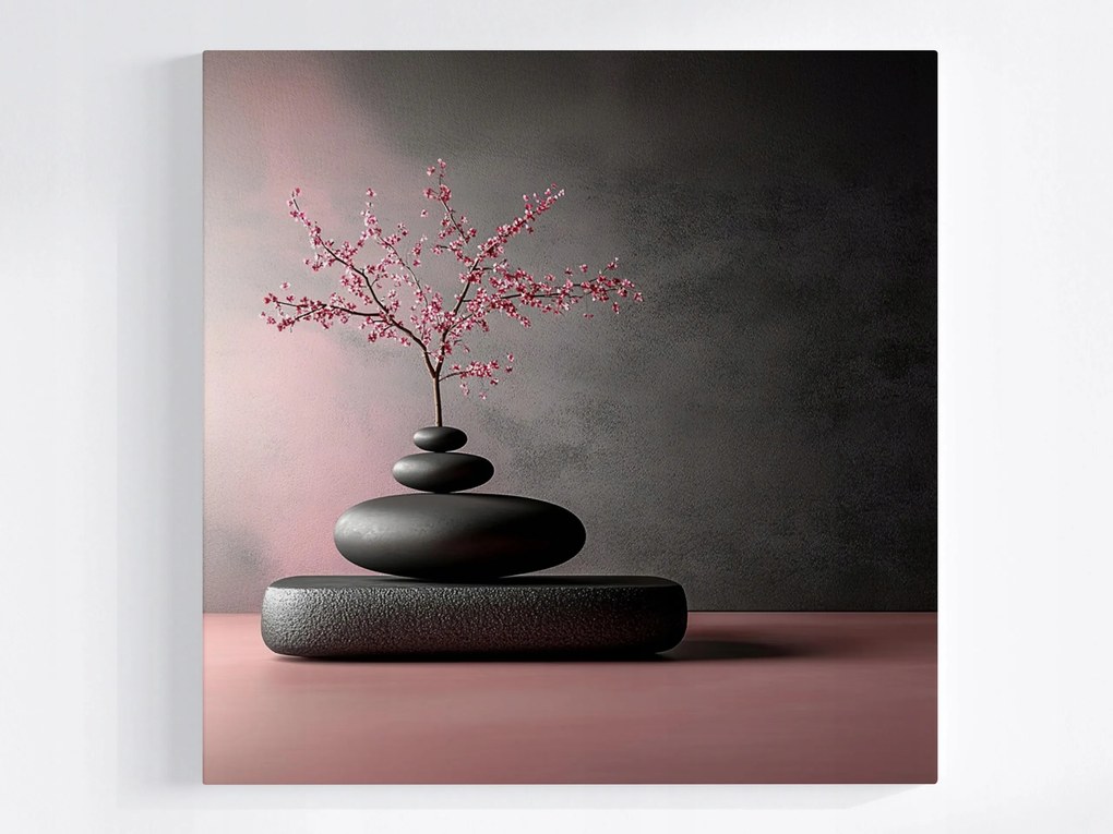 Canvas Zen Wellness Vászonkép Kövek Sakura Harmónia Relaxáció 40x40