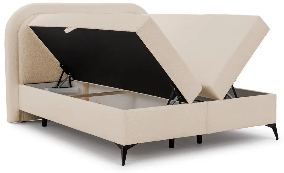 Bézs ágyneműtartós boxspring ágy 200x200 cm Ornes – Ropez