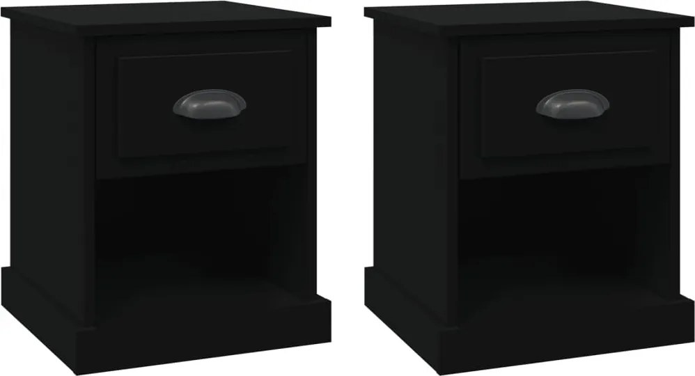 vidaXL 2 db fekete szerelt fa éjjeliszekrény 39 x 39 x 47,5 cm