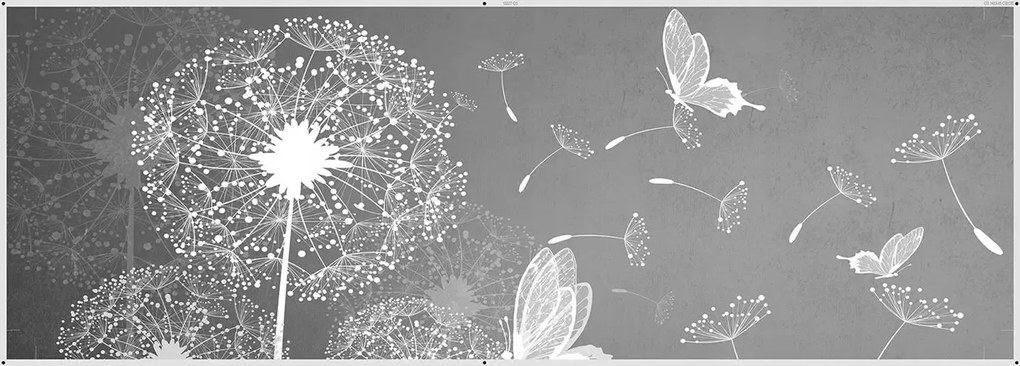 Vászonkép pitypang falikép szürke fehér 145 x 45