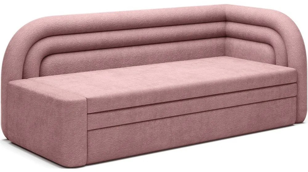 Rózsaszín zsenília kinyitható-tárolóhelyes kanapé jobb oldali 223 cm Fabillo – ELTAP