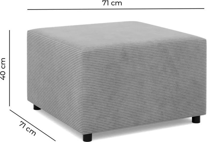 Zeus puff, kordbársony, 70x70, kék