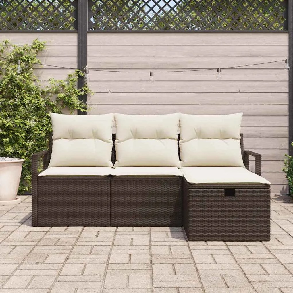Kerti Kanapé Szett 4 pcs Barna és krémszínű 175 x 117 x 85 cm