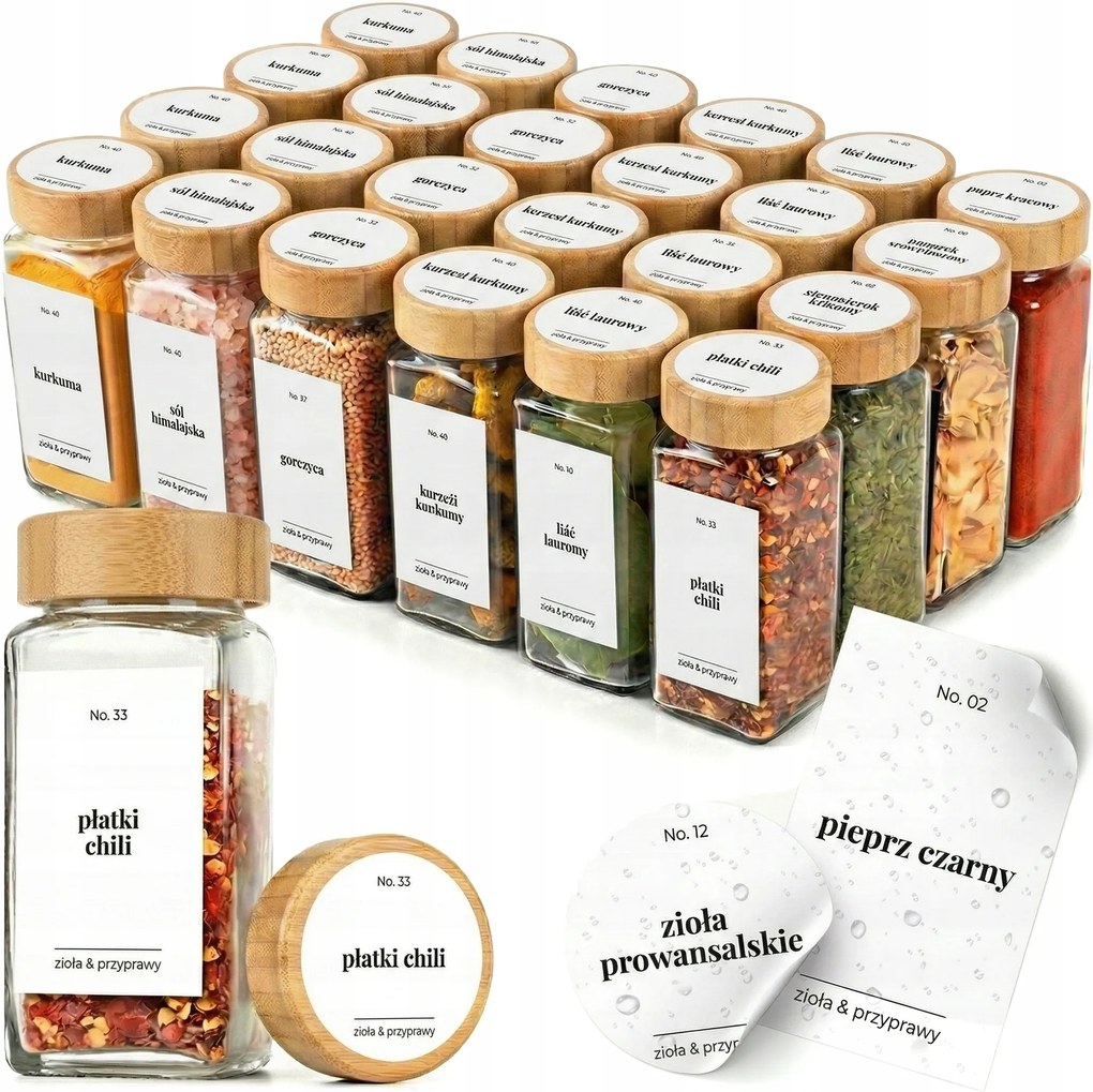 Fűszertartó tégelyek 24db-os fűszertartó tégelyek +címkék matricák