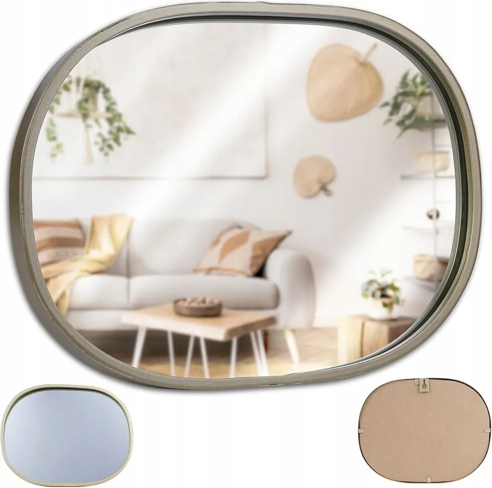 Fali tükör arany lógó kör arany fém keretben 25,5x20 cm