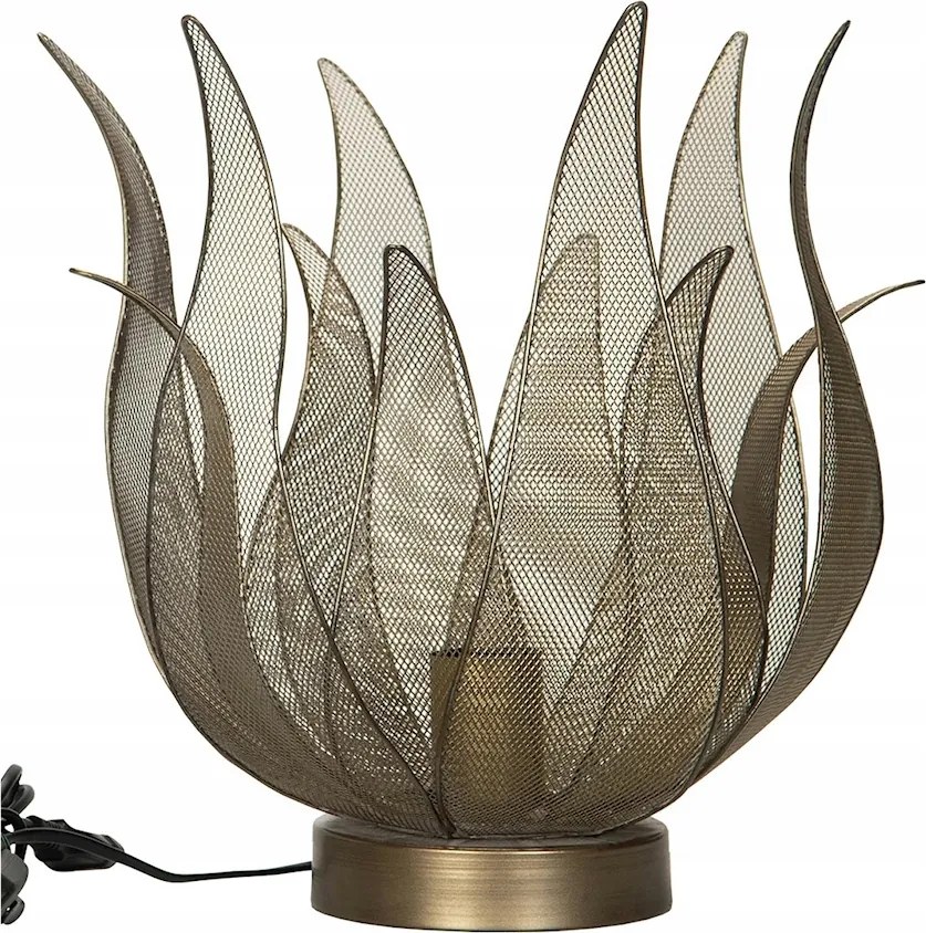 Éjjeli Asztali Lámpa Arany Virág Loft Fém E27 hálószoba nappali 35cm