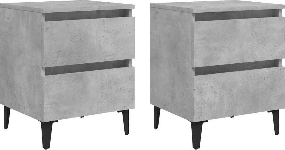 vidaXL 2 db betonszürke szerelt fa éjjeliszekrény 40 x 35 x 50 cm