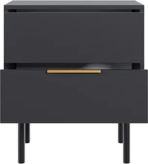 Éjjeliszekrény 2 fiókkal fekete színben arany fogantyúkkal – VIVA VI06