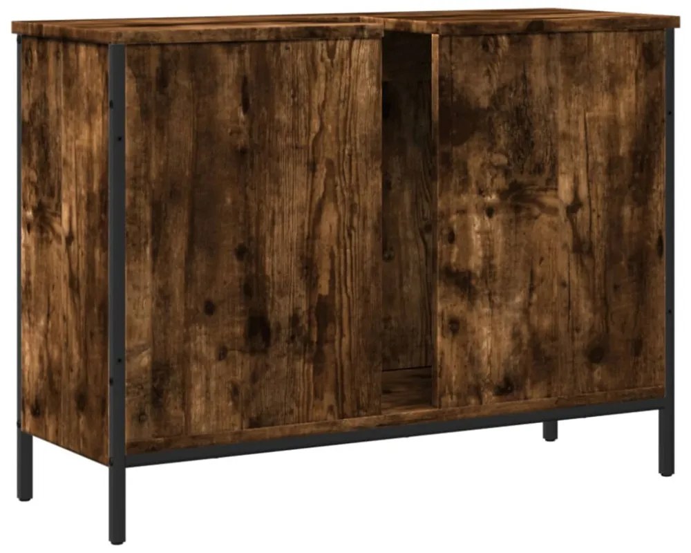 füstölt tölgy szerelt fa fürdőszobai mosdószekrény 80x30x60 cm