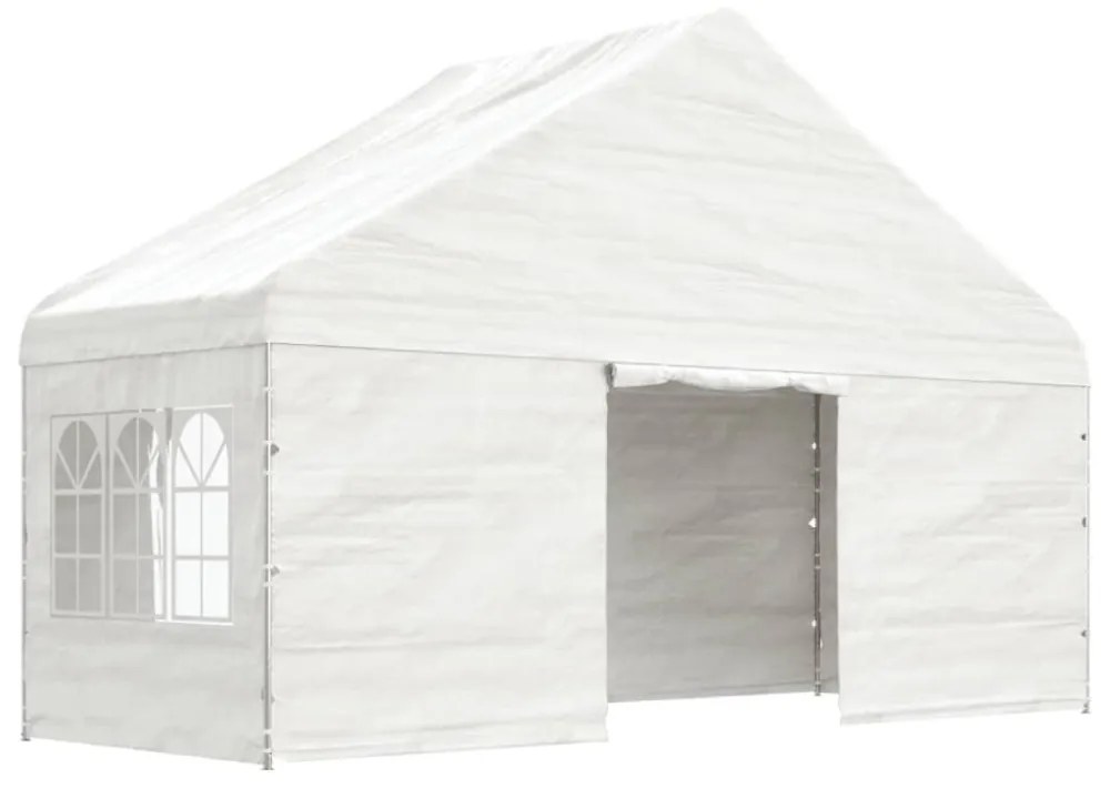 fehér polietilén pavilon tetővel 6,69 x 5,88 x 3,75 m