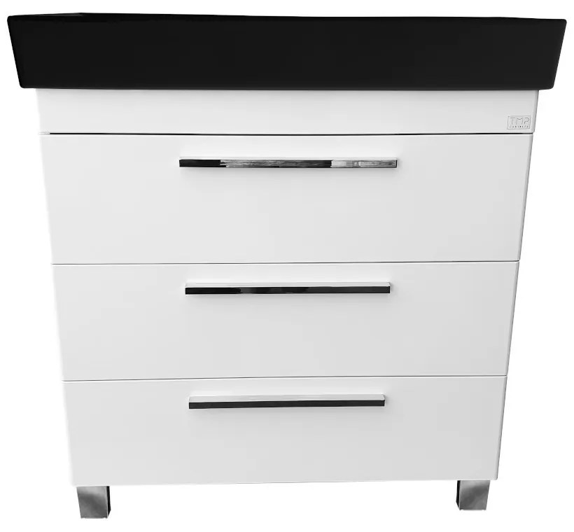TMP TRIO 100 álló fürdőszobabútor - CeraStyle SHARP FEKETE mosdóval - 100 x 48 cm