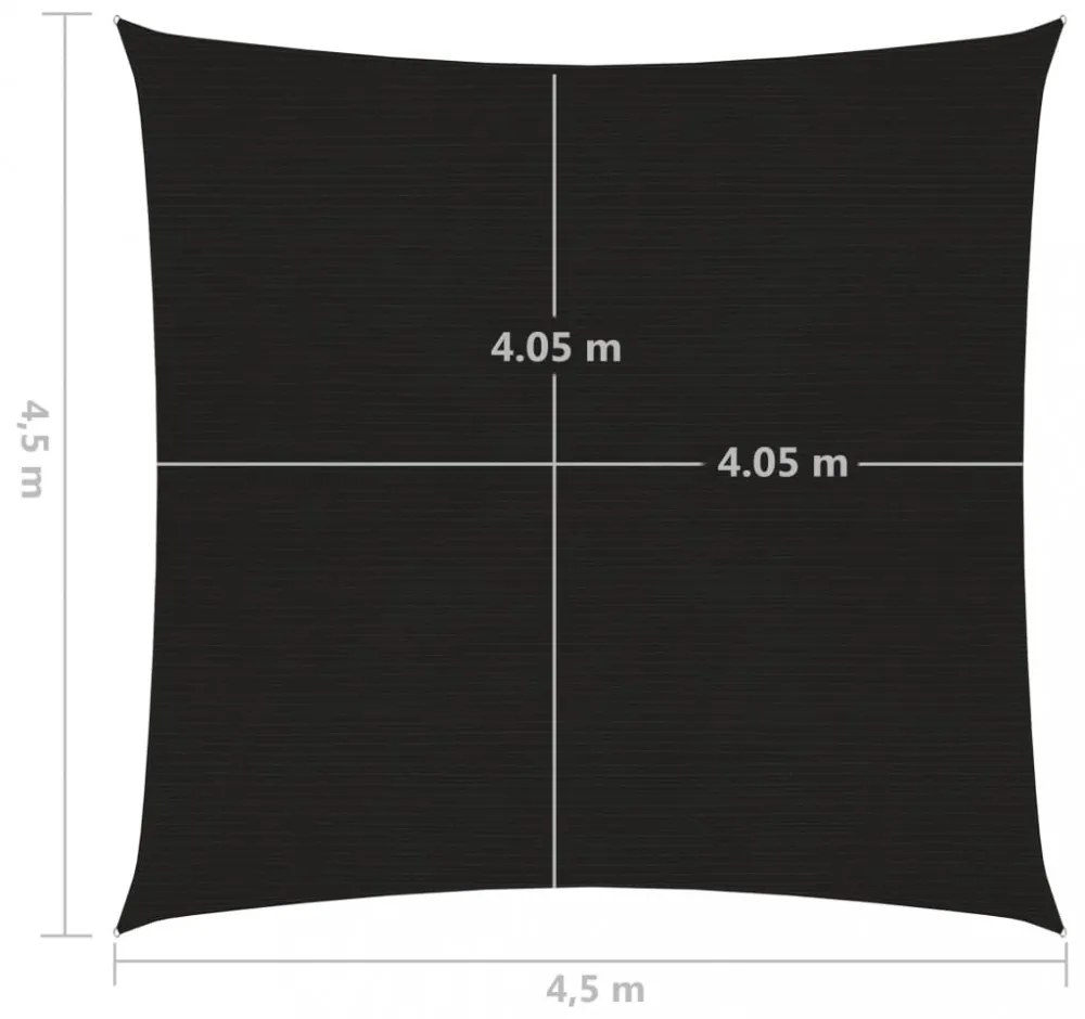 fekete HDPE napvitorla 160 g/m² 4,5 x 4,5 m