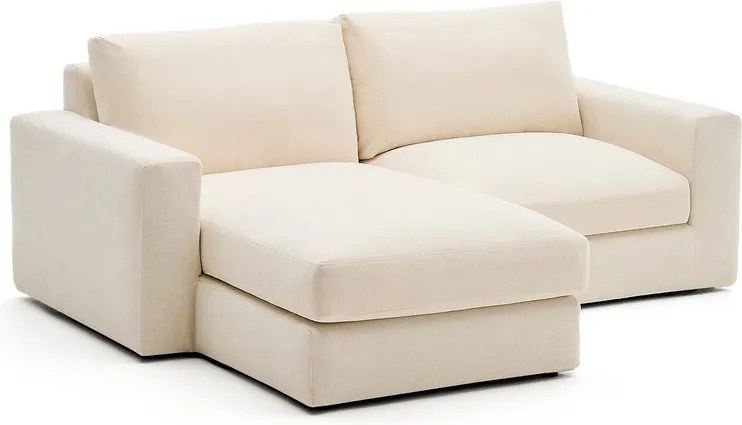 Bézs zsenília sarokkanapé (bal oldali-heverő résszel) Alea – Kave Home