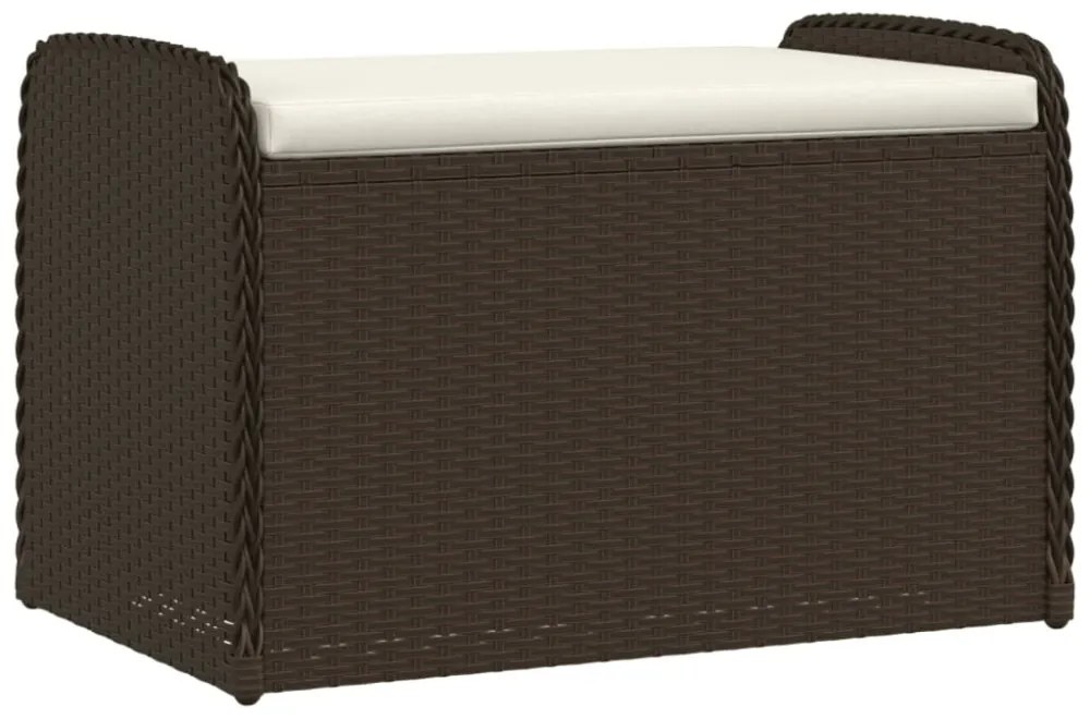 barna polyrattan tárolópad párnával 80 x 51 x 52 cm