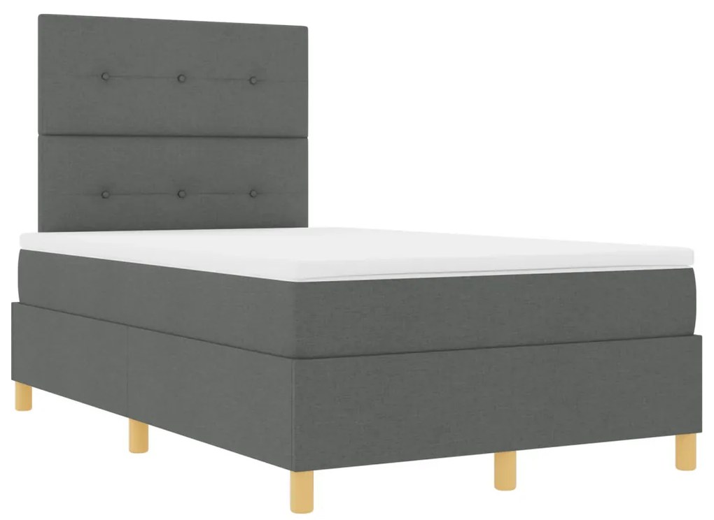 Box Spring Ágy matraccal & LED világítással, Sötét szürke 120x190 cm Szövet