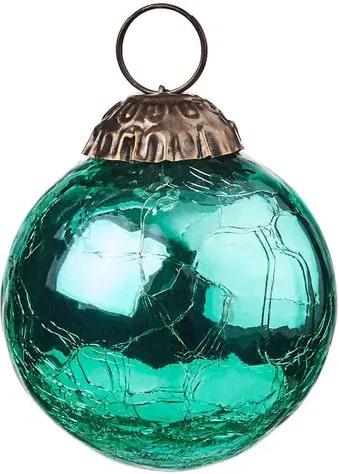 HANG ON üveggömb karácsonyfadísz repedezett zöld, Ø 6 cm