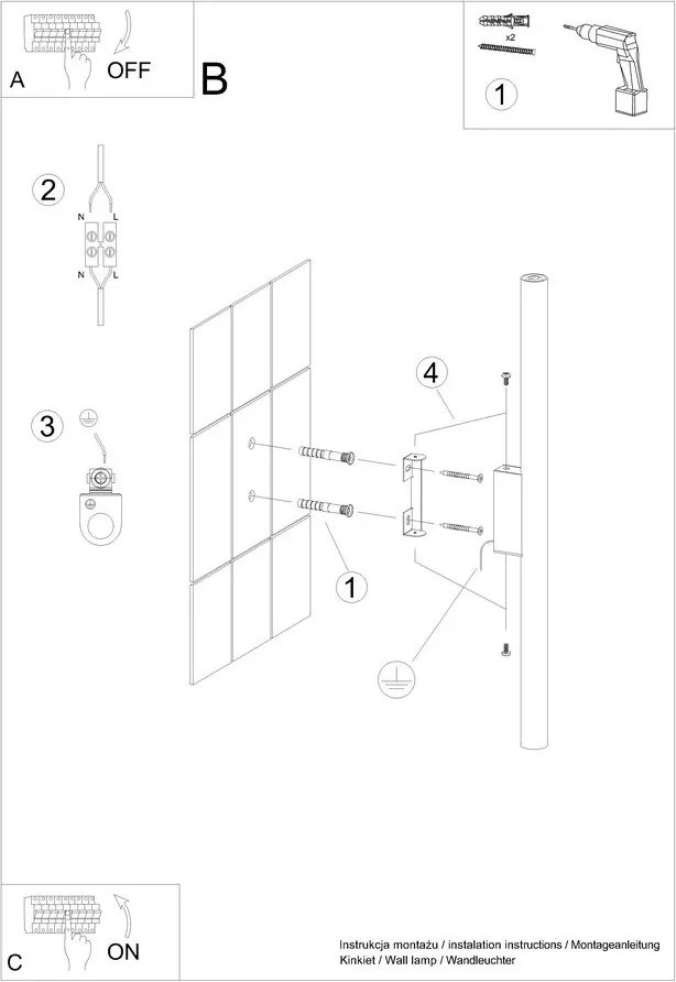 Fehér fali lámpa ø 2,5 cm Fideus – Sollux