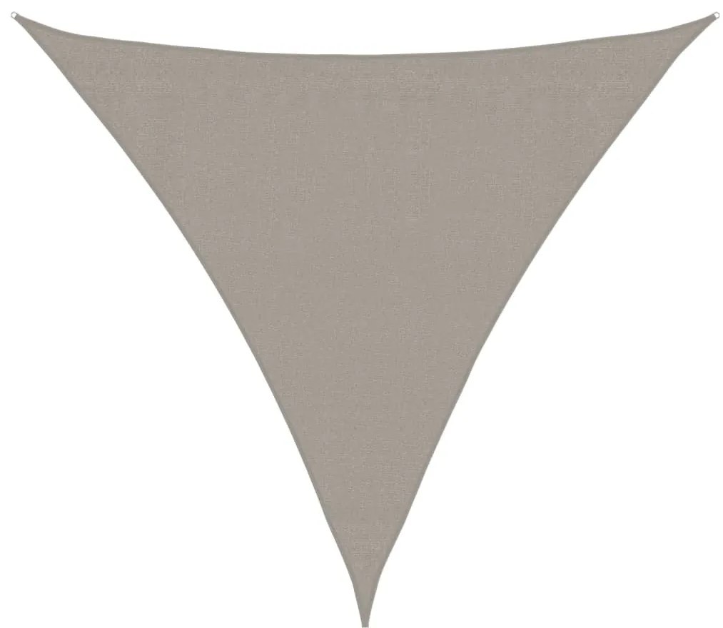világosszürke háromszög alakú HDPE napvitorla 160 g/m² 3x3x3 m