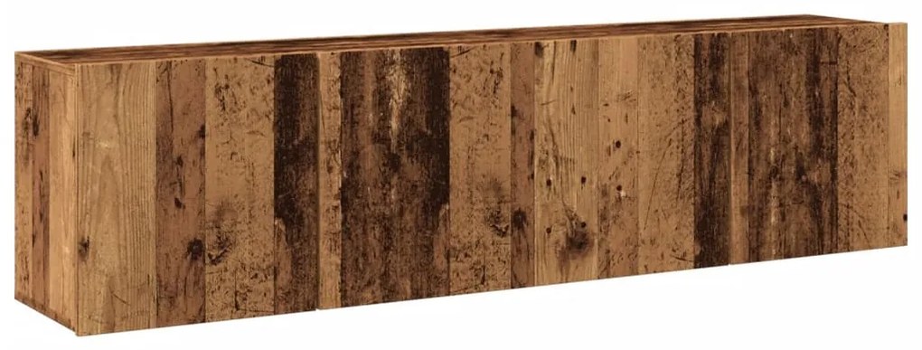 2 db antik fa színű falra szerelhető TV-szekrény 80 x 30 x 41cm