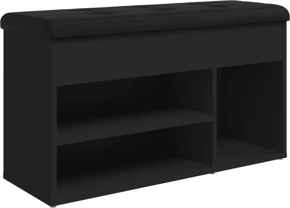 vidaXL fekete szerelt fa cipőtároló pad 82 x 32 x 45,5 cm