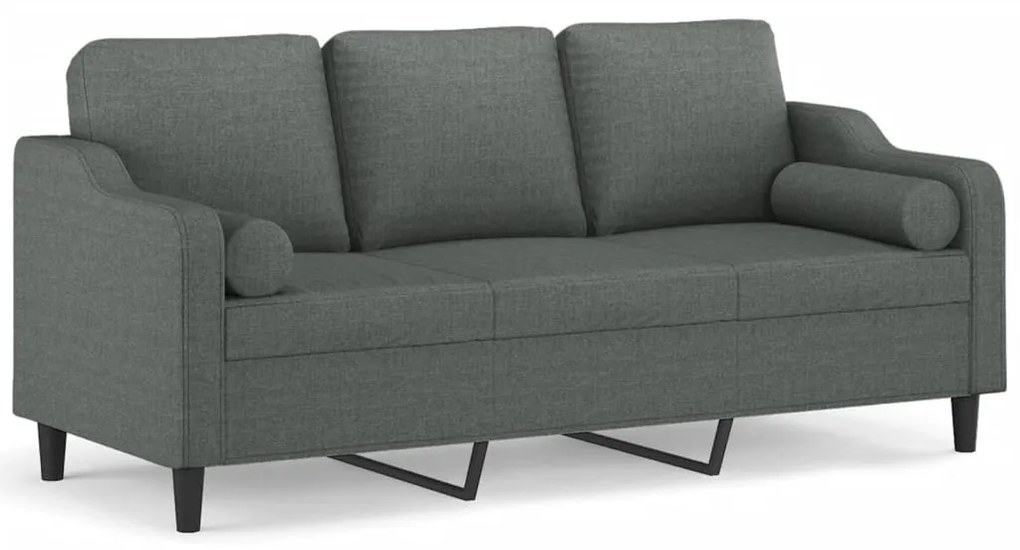 vidaXL 3 személyes sötétszürke szövet kanapé díszpárnákkal 180 cm