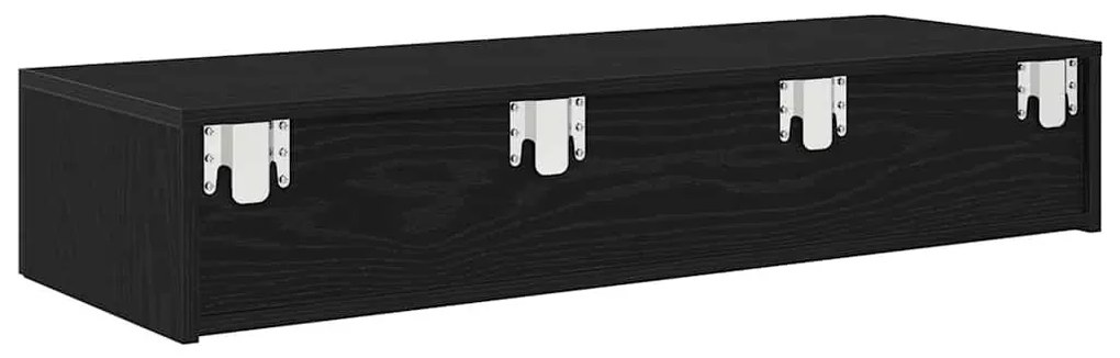 Falipolc fiókokkal fekete 100x36x19 cm műszaki fa