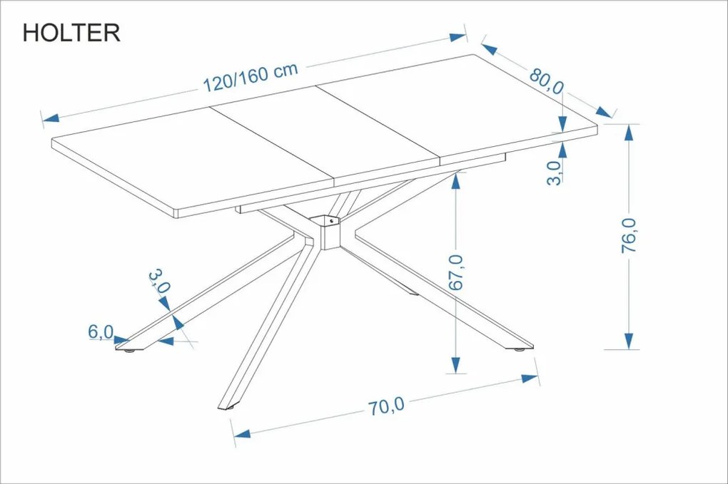 Holter bővíthető étkezőasztal aranytölgy 120-160cm
