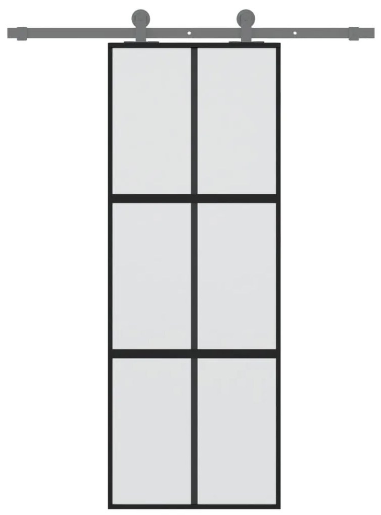 Fekete edzett üveg és alumínium tolóajtó 76 x 205 cm