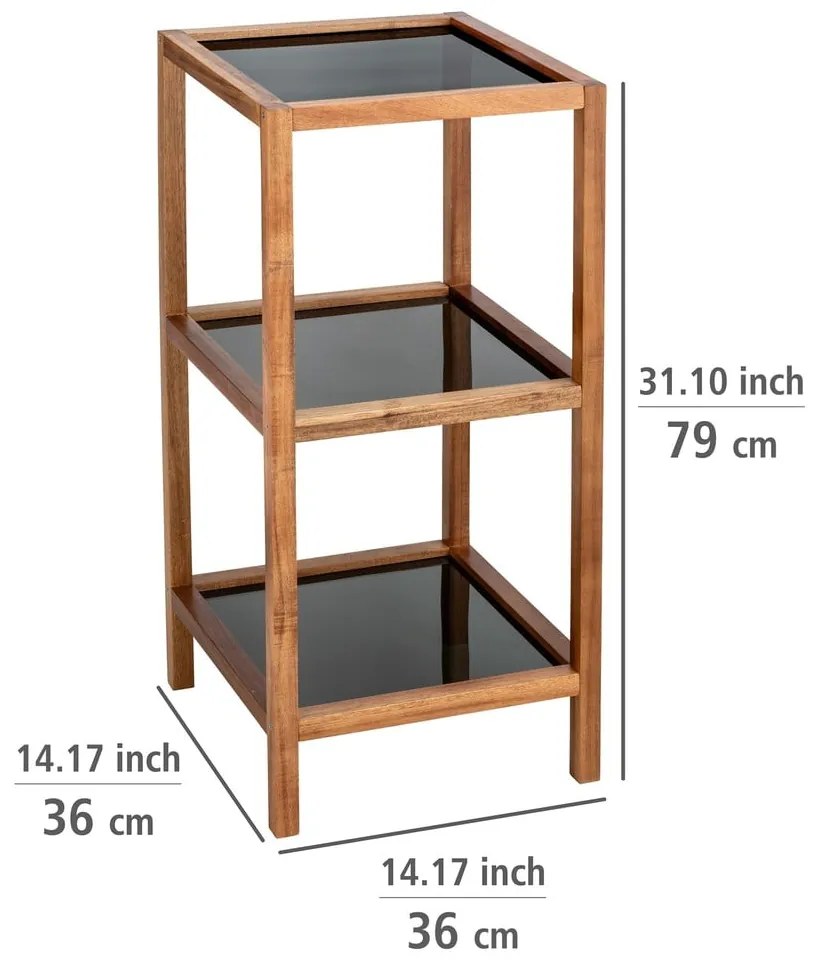 Fekete-natúr színű üveg fürdőszobai polcos állvány 36x79 cm Fondi – Wenko