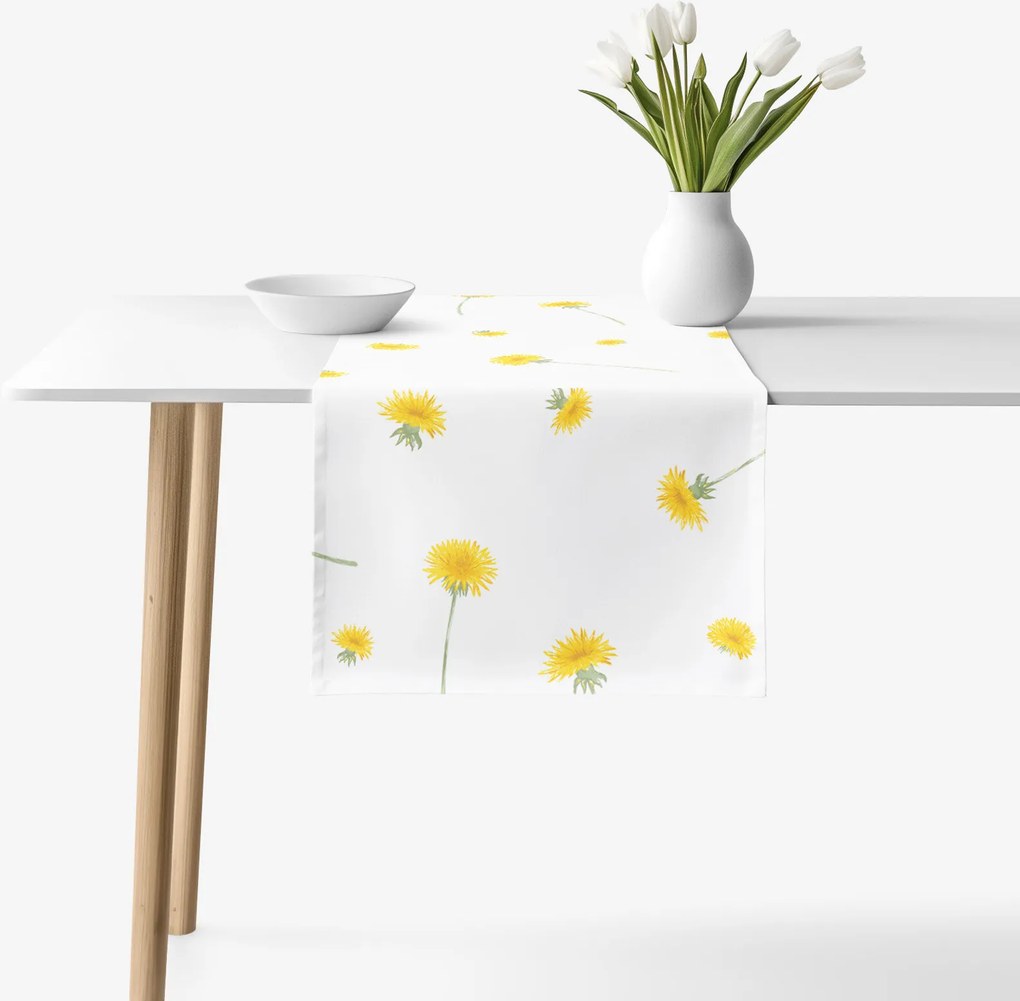 Goldea pamut asztali futó - pitypangok 35x160 cm